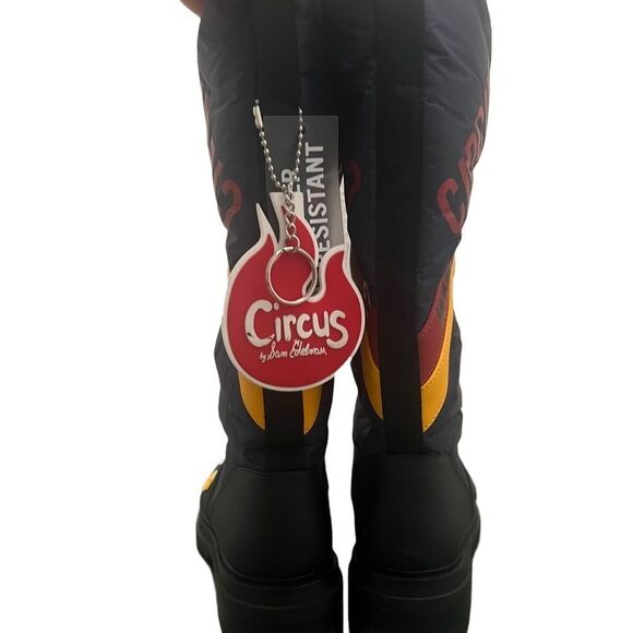 Sam Edelman Mid-Calf Flat Puffer Boots Womens Sz 6.5 Navy Yellow Water Resistant - Picture 10 of 14